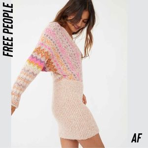 FREE PEOPLE FOREVER FAIR ISLE SWEATER DRESS NWT LARGE